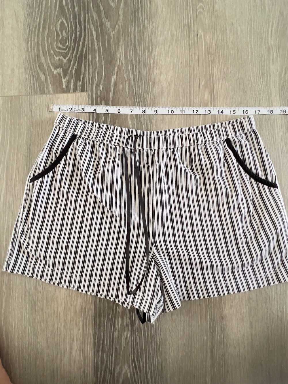 Women's Black & White Striped Sleep Shorts with Contrast Trim